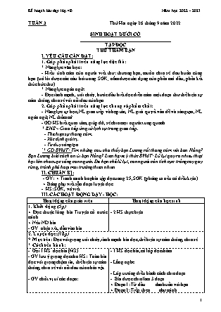 Kế hoạch bài dạy môn Chương trình Lớp 4 - Tuần 3 năm học 2022-2023 (Nguyễn Thị Diệu Huyền)