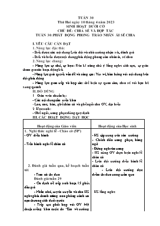 Kế hoạch bài dạy môn Chương trình Lớp 4 - Tuần 30 năm học 2022-2023 (Nguyễn Thị Diệu Huyền)