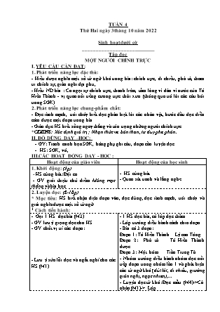 Kế hoạch bài dạy môn Chương trình Lớp 4 - Tuần 4 năm học 2022-2023 (Nguyễn Thị Diệu Huyền)