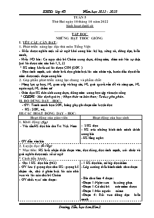 Kế hoạch bài dạy môn Chương trình Lớp 4 - Tuần 5 năm học 2022-2023 (Nguyễn Thị Diệu Huyền)