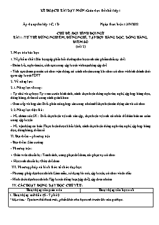 Kế hoạch bài dạy môn Giáo dục Thể chất Lớp 1 đến Lớp 5 - Tuần 1 năm học 2022-2023 (Đinh Nho Quân)
