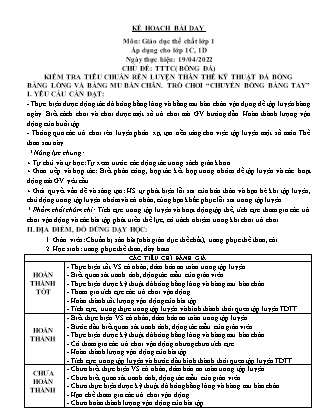 Kế hoạch bài dạy Môn Giáo dục Thể chất Lớp 1 đến Lớp 5 - Tuần 32 năm học 2021-2022 (Nguyễn Thành Trung)