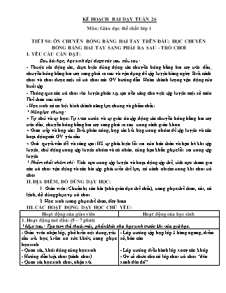 Kế hoạch bài dạy môn Giáo dục Thể chất Lớp 1 đến Lớp 5 - Tuần 26 năm học 2022-2023 (Nguyễn Thành Trung)