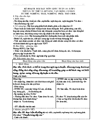 Kế hoạch bài dạy môn Giáo dục Thể chất Lớp 1 đến Lớp 5 - Tuần 10 năm học 2022-2023 (Nguyễn Thành Trung)