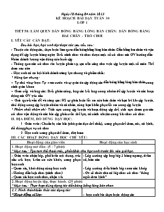 Kế hoạch bài dạy môn Giáo dục Thể chất Lớp 1 đến Lớp 5 - Tuần 30 năm học 2022-2023 (Nguyễn Thành Trung)