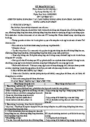 Kế hoạch bài dạy Môn Giáo dục Thể chất Lớp 1 đến Lớp 5 - Tuần 31 năm học 2021-2022 (Nguyễn Thành Trung)