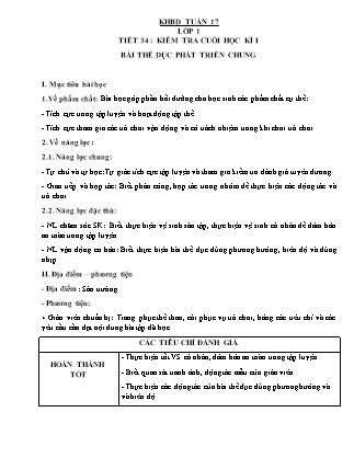 Kế hoạch bài dạy môn Giáo dục Thể chất Lớp 1 đến Lớp 5 - Tuần 17 năm học 2022-2023 (Đinh Nho Quân)