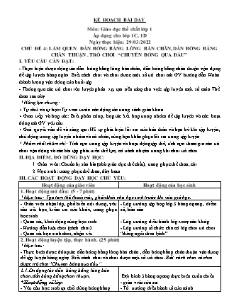 Kế hoạch bài dạy Môn Giáo dục Thể chất Lớp 1 đến Lớp 5 - Tuần 26 năm học 2021-2022 (Nguyễn Thành Trung)