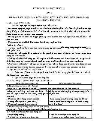 Kế hoạch bài dạy môn Giáo dục Thể chất Lớp 1 đến Lớp 5 - Tuần 31 năm học 2022-2023 (Nguyễn Thành Trung)
