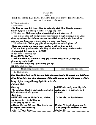 Kế hoạch bài dạy môn Giáo dục Thể chất Lớp 1 đến Lớp 5 - Tuần 15 năm học 2022-2023 (Đinh Nho Quân)