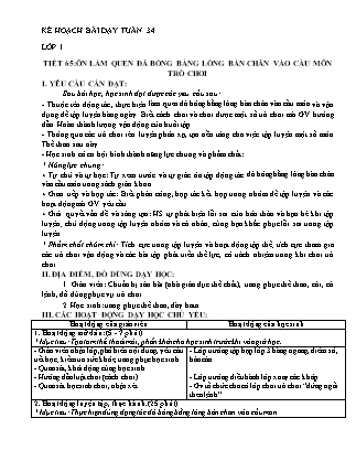Kế hoạch bài dạy môn Giáo dục Thể chất Lớp 1 đến Lớp 5 - Tuần 34 năm học 2022-2023 (Đinh Nho Quân)