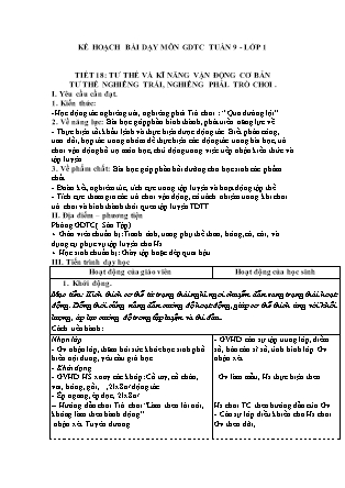 Kế hoạch bài dạy môn Giáo dục Thể chất Lớp 1 đến Lớp 5 - Tuần 9 năm học 2022-2023 (Nguyễn Thành Trung)