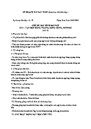 Kế hoạch bài dạy môn Giáo dục Thể chất Lớp 1 đến Lớp 5 - Tuần 2 năm học 2022-2023 (Nguyễn Thành Trung)