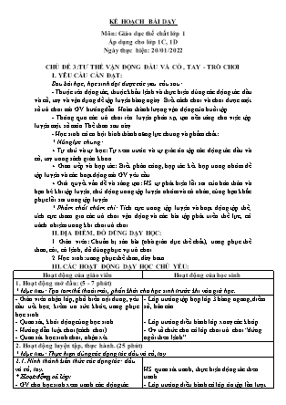 Kế hoạch bài dạy Môn Giáo dục Thể chất Lớp 1 đến Lớp 5 - Tuần 19 năm học 2021-2022 (Nguyễn Thành Trung)