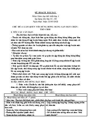 Kế hoạch bài dạy Môn Giáo dục Thể chất Lớp 1 đến Lớp 5 - Tuần 25 năm học 2021-2022 (Nguyễn Thành Trung)