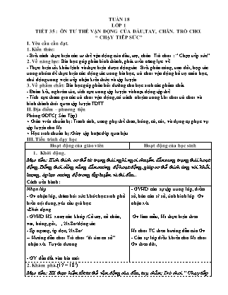 Kế hoạch bài dạy môn Giáo dục Thể chất Lớp 1 đến Lớp 5 - Tuần 18 năm học 2022-2023 (Đinh Nho Quân)