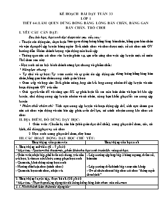 Kế hoạch bài dạy môn Giáo dục Thể chất Lớp 1 đến Lớp 5 - Tuần 33 năm học 2022-2023 (Đinh Nho Quân)