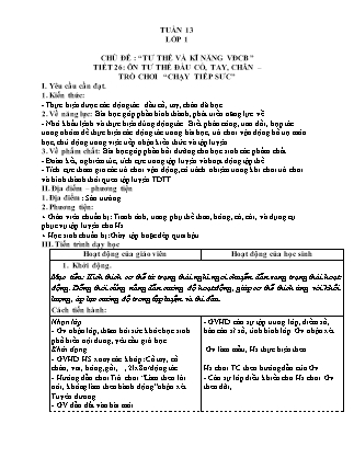 Kế hoạch bài dạy môn Giáo dục Thể chất Lớp 1 đến Lớp 5 - Tuần 13 năm học 2022-2023 (Đinh Nho Quân)