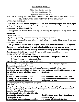 Kế hoạch bài dạy Môn Giáo dục Thể chất Lớp 1 đến Lớp 5 - Tuần 27 năm học 2021-2022 (Nguyễn Thành Trung)