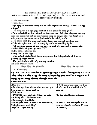 Kế hoạch bài dạy môn Giáo dục Thể chất Lớp 1 đến Lớp 5 - Tuần 14 năm học 2022-2023 (Nguyễn Thành Trung)