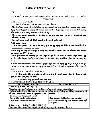 Kế hoạch bài dạy môn Giáo dục Thể chất Lớp 1 đến Lớp 5 - Tuần 34 năm học 2022-2023 (Nguyễn Thành Trung)