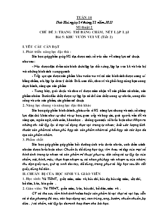 Kế hoạch bài dạy môn Mĩ Thuật Lớp 1 đến Lớp 5 - Tuần 10 năm học 2022-2023 (Phan Thị Thúy Hà)
