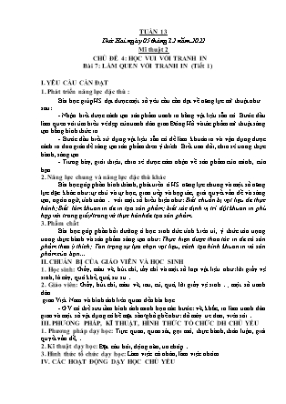 Kế hoạch bài dạy môn Mĩ Thuật Lớp 1 đến Lớp 5 - Tuần 13 năm học 2022-2023 (Phan Thị Thúy Hà)