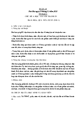 Kế hoạch bài dạy môn Mĩ Thuật Lớp 1 đến Lớp 5 - Tuần 15 năm học 2022-2023 (Phan Thị Thúy Hà)
