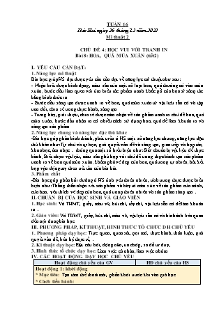 Kế hoạch bài dạy môn Mĩ Thuật Lớp 1 đến Lớp 5 - Tuần 16 năm học 2022-2023 (Phan Thị Thúy Hà)