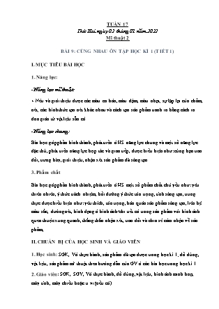 Kế hoạch bài dạy môn Mĩ Thuật Lớp 1 đến Lớp 5 - Tuần 17 năm học 2022-2023 (GV Phan Thị Thúy Hà)