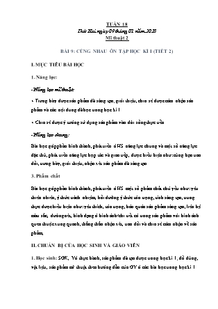 Kế hoạch bài dạy môn Mĩ Thuật Lớp 1 đến Lớp 5 - Tuần 18 năm học 2022-2023 (Phan Thị Thúy Hà)