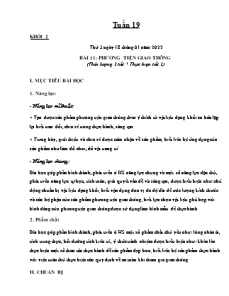 Kế hoạch bài dạy Môn Mĩ thuật Lớp 1 đến Lớp 5 - Tuần 19 năm học 2021-2022 (Phan Thị Thúy Hà)