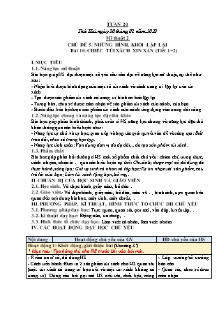 Kế hoạch bài dạy môn Mĩ Thuật Lớp 1 đến Lớp 5 - Tuần 20 năm học 2022-2023 (GV Phan Thị Thúy Hà)