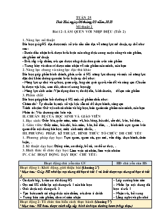 Kế hoạch bài dạy môn Mĩ Thuật Lớp 1 đến Lớp 5 - Tuần 25 năm học 2022-2023 (Phan Thị Thúy Hà)
