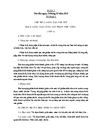 Kế hoạch bài dạy môn Mĩ Thuật Lớp 1 đến Lớp 5 - Tuần 7 năm học 2022-2023 (Phan Thị Thúy Hà)
