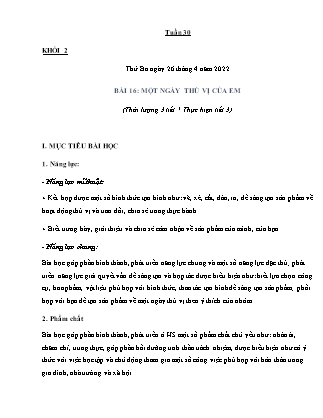 Kế hoạch bài dạy Môn Mĩ thuật Lớp 1+2+3+4 - Tuần 30 năm học 2021-2022 (Phan Thị Thúy Hà)
