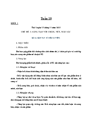 Kế hoạch bài dạy Môn Mĩ thuật Lớp 1+3+4+5 - Tuần 10 năm học 2021-2022 (Phan Thị Thúy Hà)