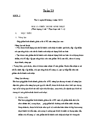 Kế hoạch bài dạy Môn Mĩ thuật Lớp 2+3 - Tuần 23 năm học 2021-2022 (Phan Thị Thúy Hà)
