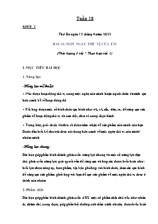 Kế hoạch bài dạy Môn Mĩ thuật Lớp 2+3+4+5 - Tuần 28 năm học 2021-2022 (Phan Thị Thúy Hà)