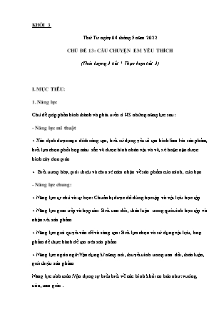 Kế hoạch bài dạy Môn Mĩ thuật Lớp 3+4 - Tuần 31 năm học 2021-2022 (Phan Thị Thúy Hà)