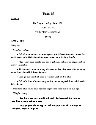 Kế hoạch bài dạy Môn Mĩ thuật Lớp 4+5 - Tuần 15 năm học 2021-2022 (Phan Thị Thúy Hà)