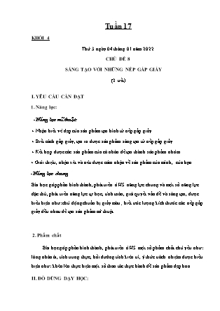Kế hoạch bài dạy Môn Mĩ thuật Lớp 4+5 - Tuần 17 năm học 2021-2022 (Phan Thị Thúy Hà)