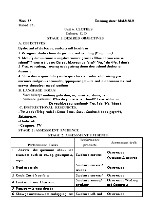 Kế hoạch bài dạy môn Tiếng Anh Lớp 3 - Tuần 27 năm học 2022-2023 (Vì Thị Hoa)