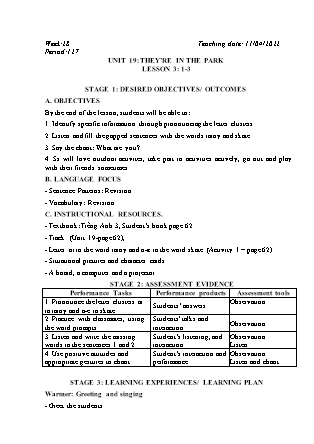 Kế hoạch bài dạy Môn Tiếng Anh Lớp 3 - Tuần 28 năm học 2021-2022 (Vi Thị Hoa)