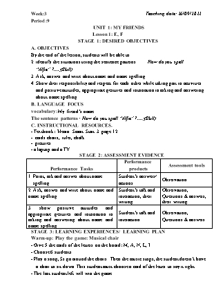 Kế hoạch bài dạy môn Tiếng Anh Lớp 3 - Tuần 3 năm học 2022-2023 (Vì Thị Hoa)