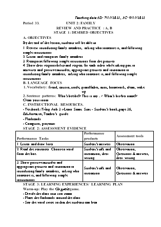 Kế hoạch bài dạy môn Tiếng Anh Lớp 3 - Tuần 9 năm học 2022-2023 (Phan Thị Thu Lài)