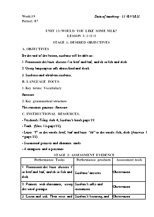 Kế hoạch bài dạy Môn Tiếng Anh Lớp 4 - Tuần 19 năm học 2021-2022 (Vi Thị Hoa)