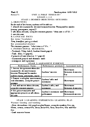 Kế hoạch bài dạy môn Tiếng Anh Lớp 4 - Tuần 19 năm học 2022-2023 (Vì Thị Hoa)