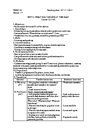 Kế hoạch bài dạy Môn Tiếng Anh Lớp 5 - Tuần 10 năm học 2021-2022 (Phan Thị Thu Lài)