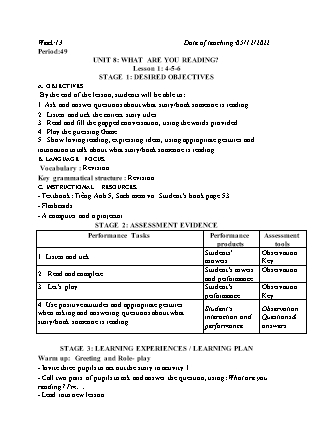 Kế hoạch bài dạy môn Tiếng Anh Lớp 5 - Tuần 13 năm học 2022-2023 (Vì Thị Hoa)